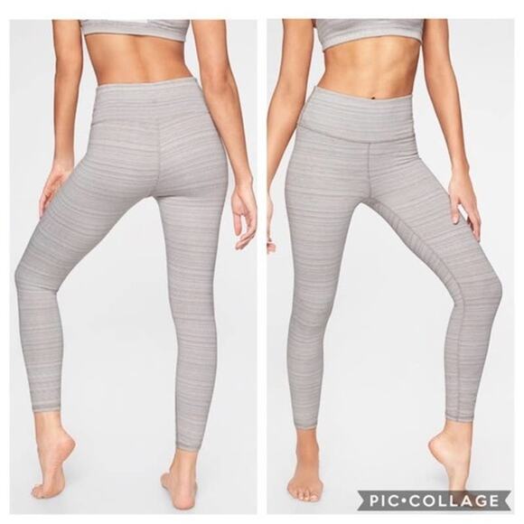 Athleta Women's Gray Jacquard High Rise Yoga Workout Chaturanga Leggings - Picture 1 of 4